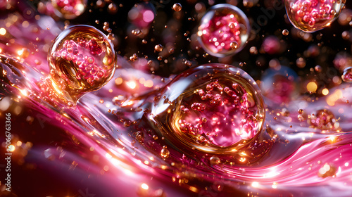 Luxury Collagen and Hyaluronic Acid Serum Molecules for Anti Aging Skincare and Aesthetic Medicine