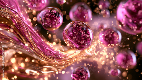 Luxury Collagen and Hyaluronic Acid Serum Molecules for Anti Aging Skincare and Aesthetic Medicine