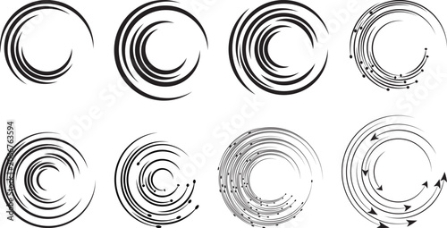 Canvas-taulu Modern digital cyber arrow track swirl graphics bundle and creative technological futuristic radar orbit identity design asset