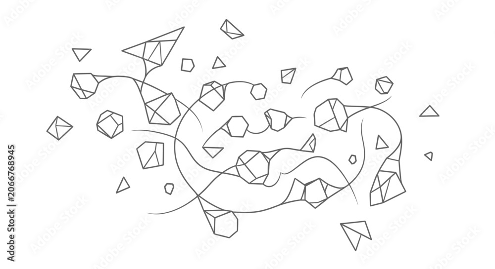 Fototapeta premium Abstract Geometric Shapes and Organic Lines on White Background