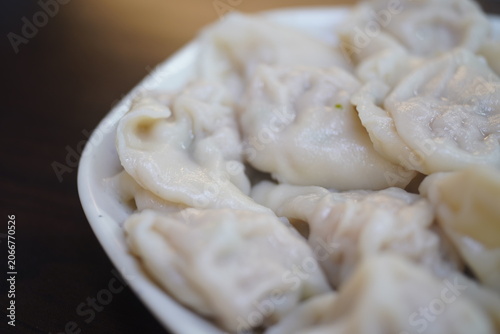 Fresh Boiled Chinese Water Dumplings Served on Plate