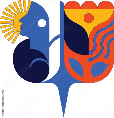 Arabic Letter calligraphy tech proved with floral post modern artistic colorful vector design silhouette style on white back