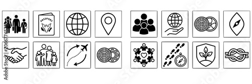 Bild auf Leinwand Universal vector pictograms for international migration community and humanitari