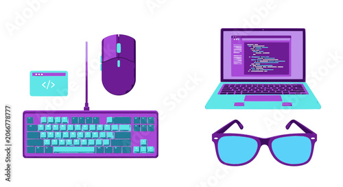 Foto Computer Accessories and Developer Tools Vector Set
