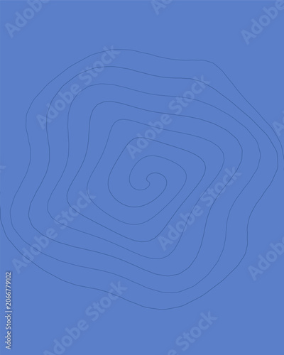 Spiral blue background with concentric organic wavy lines forming central vortex pattern.