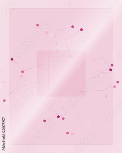 Soft pink background with connected dots and lines representing network data concept.