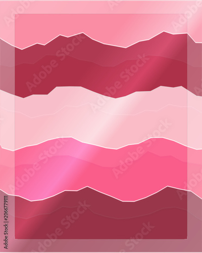 Seamless vector background with layered abstract mountain shapes in shades of pink hues.
