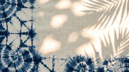 Organic lifestyle background with textured linen and tie-dye pattern