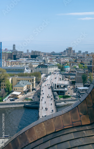 Photography Aerial View of Zaryadye Floating Bridge in Moscow
