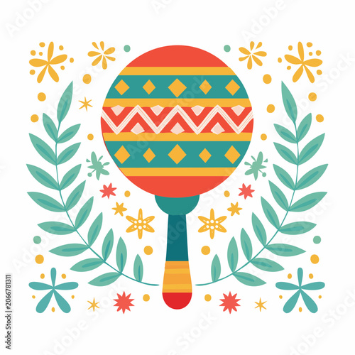 Colorful Maraca with Floral and Star Decorations