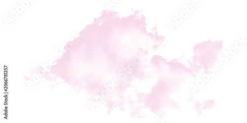 Soft pink watercolor cloud texture on transparent background for design