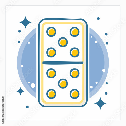 Domino Tile Icon with Stars and Circle