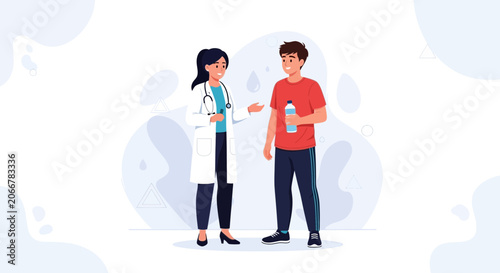 Doctor consulting patient about hydration, health, and wellbeing