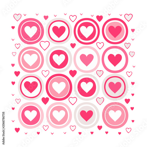 Pink and white heart pattern with circles