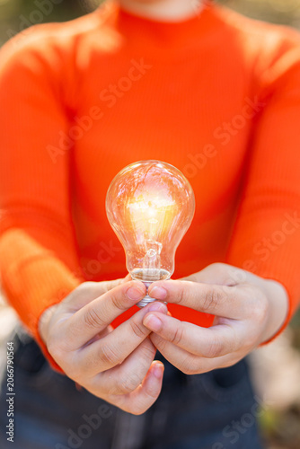 light bulb against nature, icons