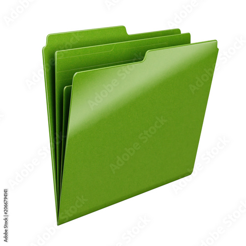 Simple green office folder icon with a folded corner for document management, isolated on transparent background
