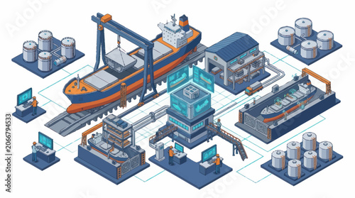 Canvastavla Modern shipbuilding industry with advanced technology and automation