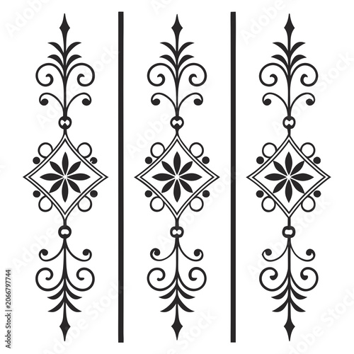 Fotografija Vintage ornamental vertical divider metal designs.