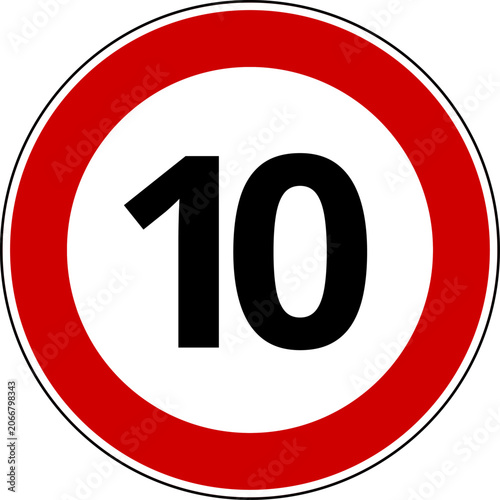 Speed limit sign of 10 kmh, Circle speed limit 10 sign vector