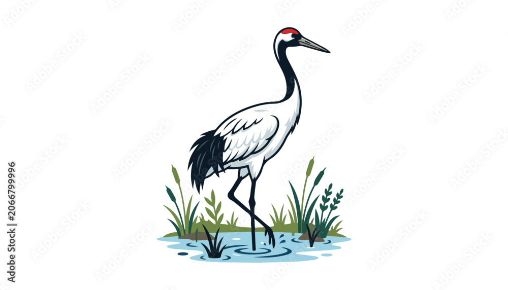 Fototapeta premium Cranes bird clipart vector illustration