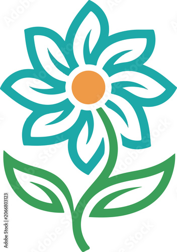 Flower vector graphic icon isolated on white background