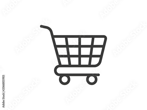Simple shopping cart icon for e-commerce website interface with shopping, ecommerce