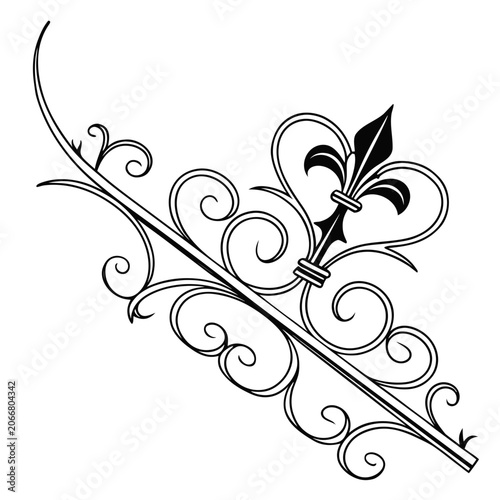 Elegant ornamental scroll design with fleur lis.