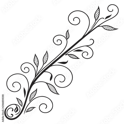 Elegant floral scroll ornament for corner design.