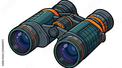 Fotografi Detailed Binoculars with Orange Accents.