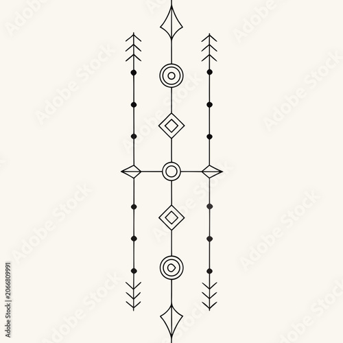 Vertical Black Geometric Line Divider with Diamonds and Circles on Solid Cream Surface