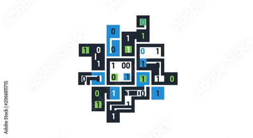 Binary code data visualization chart.