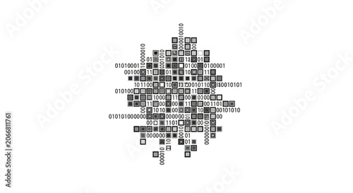 Black and white pixel art design.