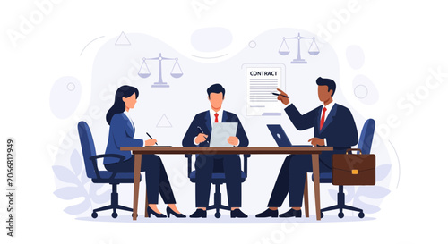 Business Meeting: People Signing Contract, Legal Agreement, Negotiation, Law Firm, Partnership
