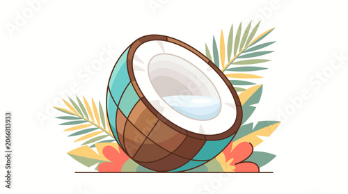 Coconut Half Shell Fruit Tropical.