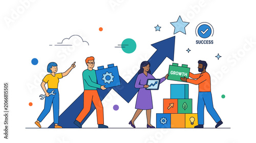 Teamwork building business growth strategy and success