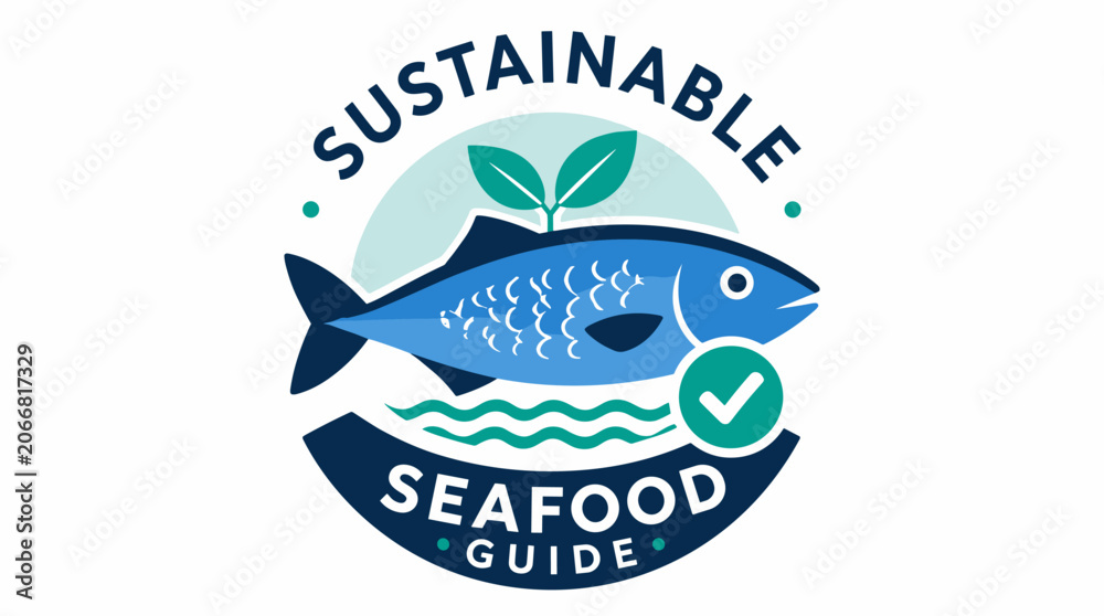 Obraz premium Illustration of a Blue Fish Symbol in Seafood Logo.