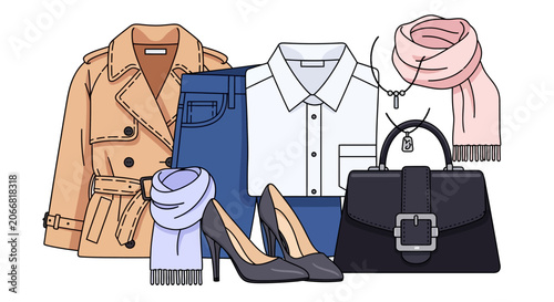 Fashion accessories and clothing items.