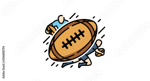 Rugby players in action with ball.