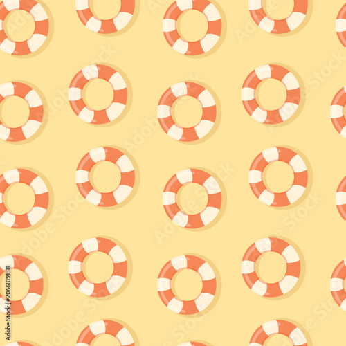 Seamless lifebuoy pattern for summer backgrounds, wrapping paper, textiles, wallpaper