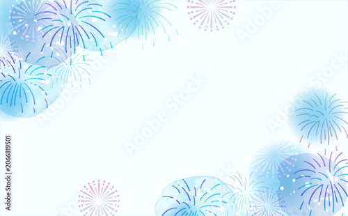 水彩風花火夏祭りのイラスト