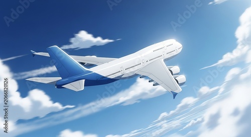 Airplane Flying Above Clouds Travel Illustration