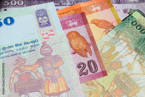 Fotografie Colorful Sri Lankan rupee banknotes