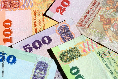 Obraz na plátně Colorful Sri Lankan rupee banknotes