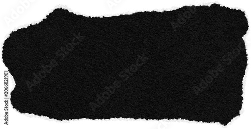Torn Black Paper Fragment Isolated on White Background