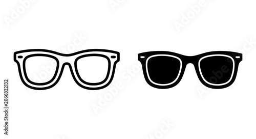 Obraz na płótnie Iconic Wayfarer Sunglasses, Black and White Vector Icons, Modern Eyewear Graphic