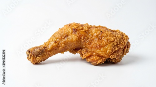 Crispy fried chicken leg quarter isolated on white background