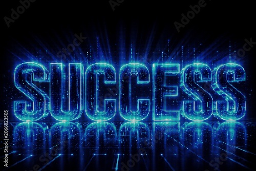 Blue Glowing Glittering Success Word