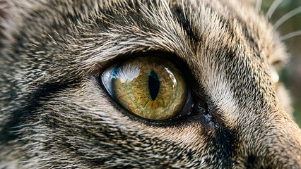 Close-up Macro of a Tabby Cat Eye