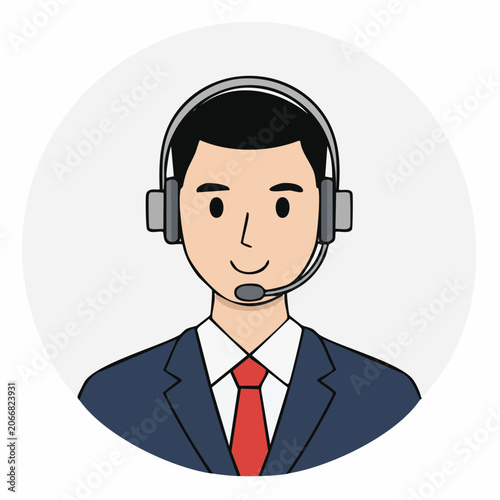Customer Service Representative with Headset
