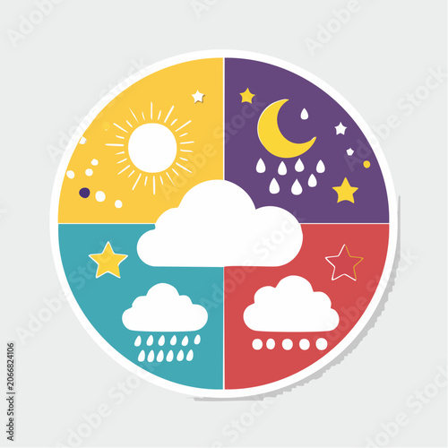Weather Icons: Sun, Moon, Rain, Stars, and Clouds